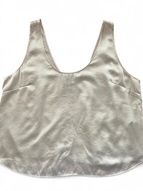 H&M Cream Satin Tank with Pink Trim